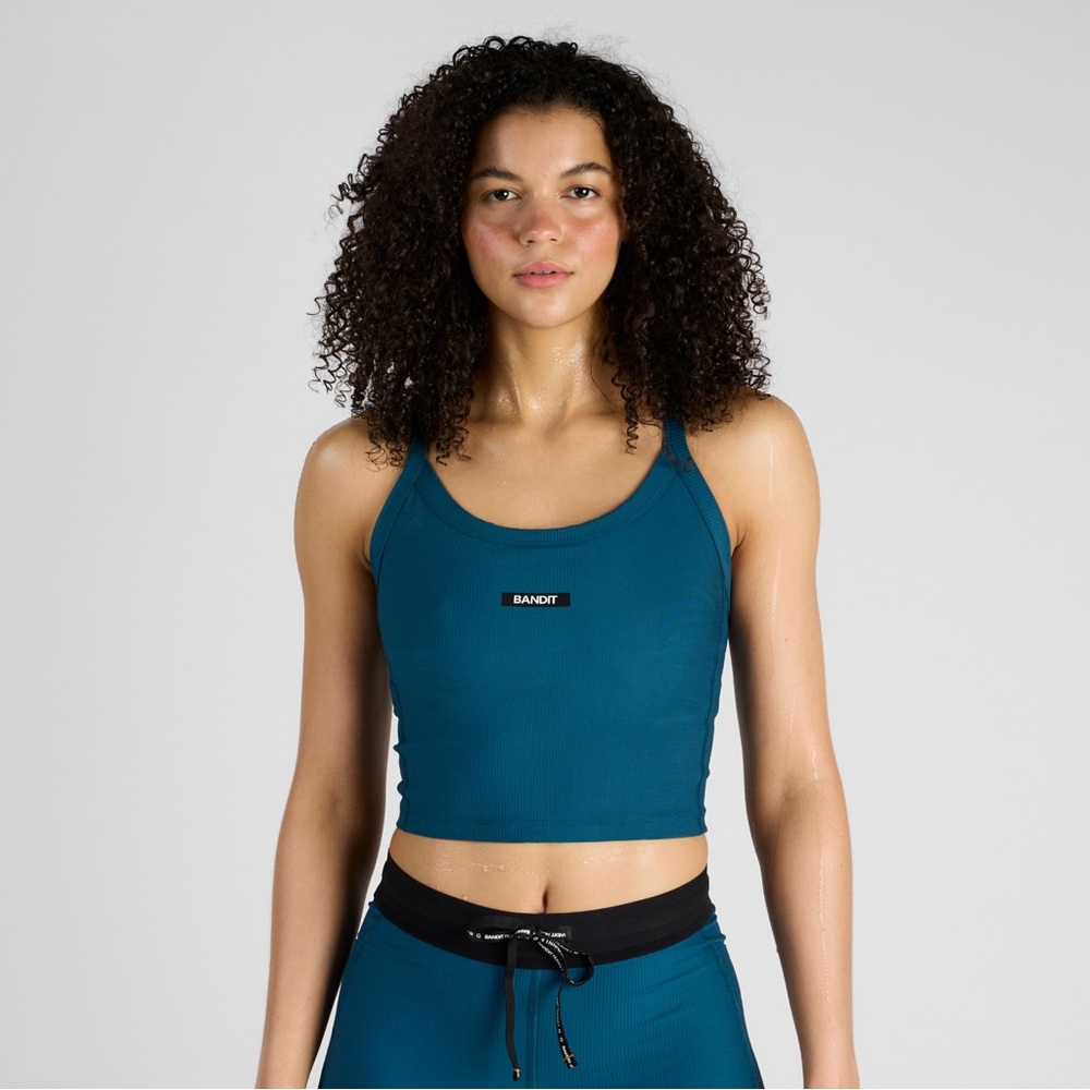 Bandit Teal Race Crop Top